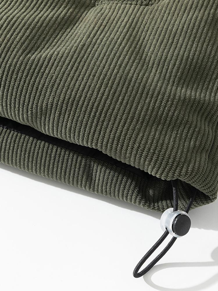 Funnel Neck Corduroy Puffer Coat