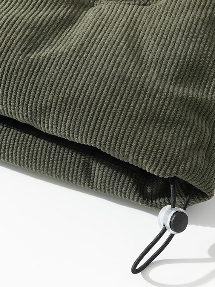 Funnel Neck Corduroy Puffer Coat