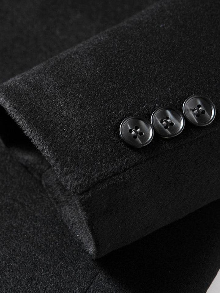 Quilted Lined Wool Blend Lapel Overcoat