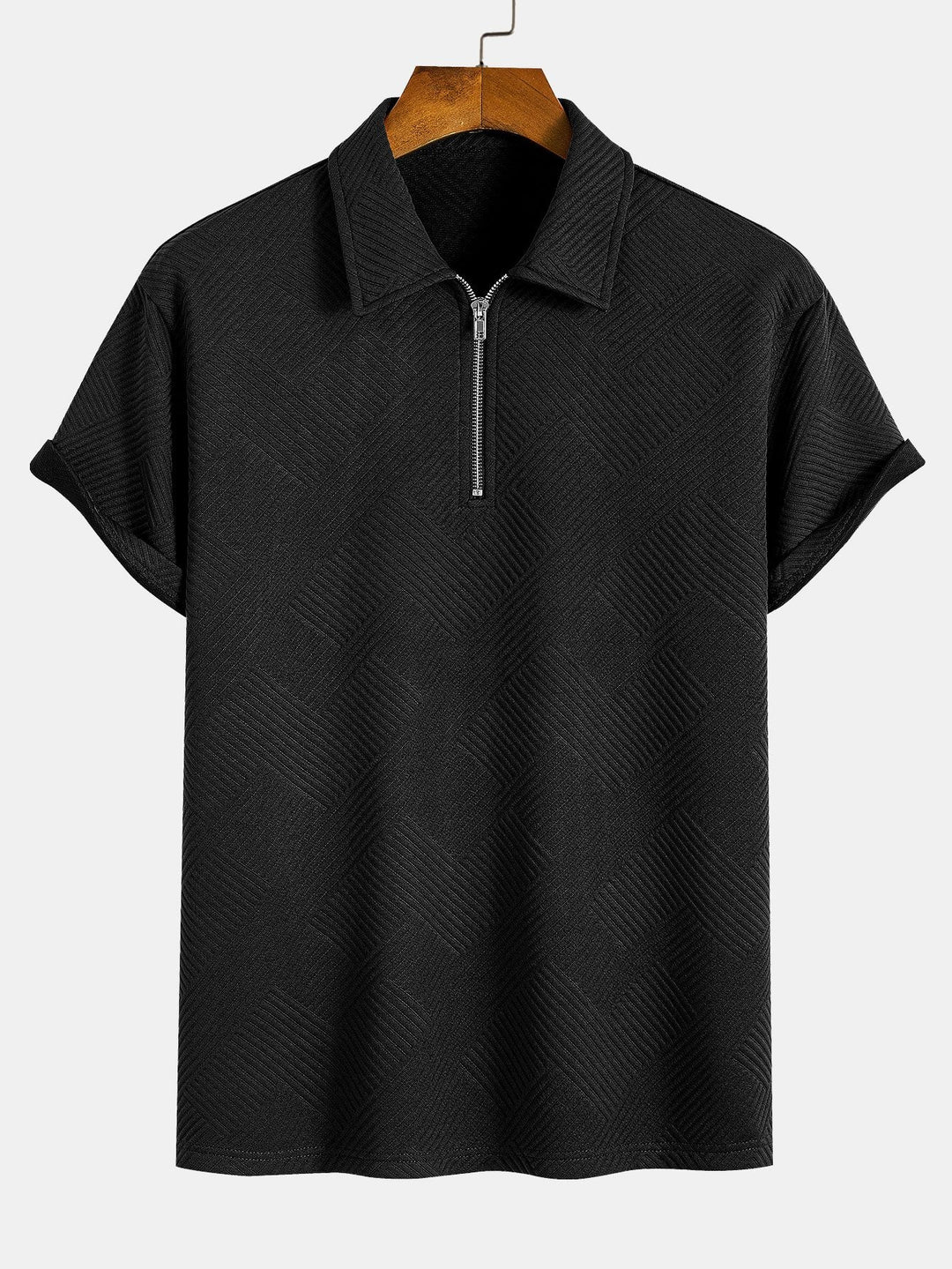 Stripe Jacquard Zip Up Polo &amp; Shorts