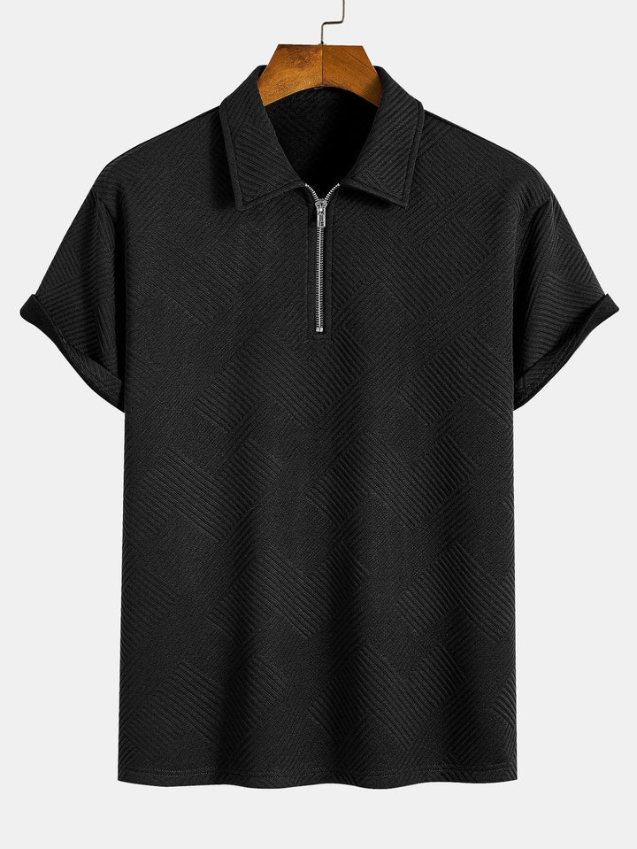 Stripe Jacquard Zip Up Polo &amp; Shorts