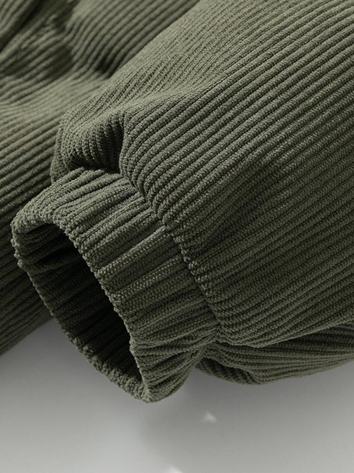 Funnel Neck Corduroy Puffer Coat