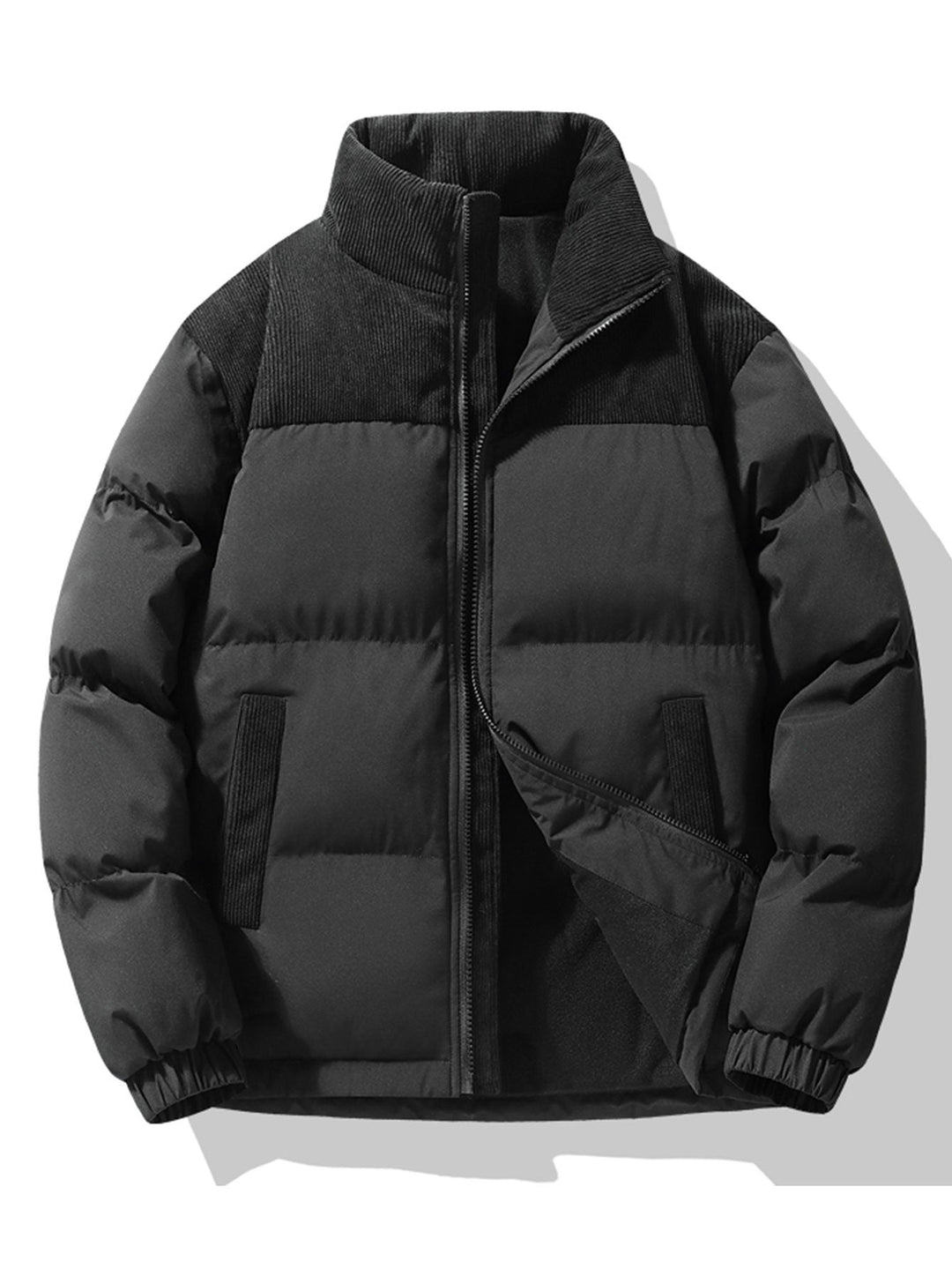Corduroy Patchwork Puffer Jacket