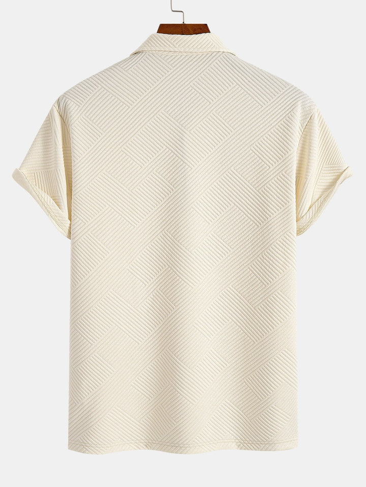Stripe Jacquard Zip Up Polo &amp; Shorts