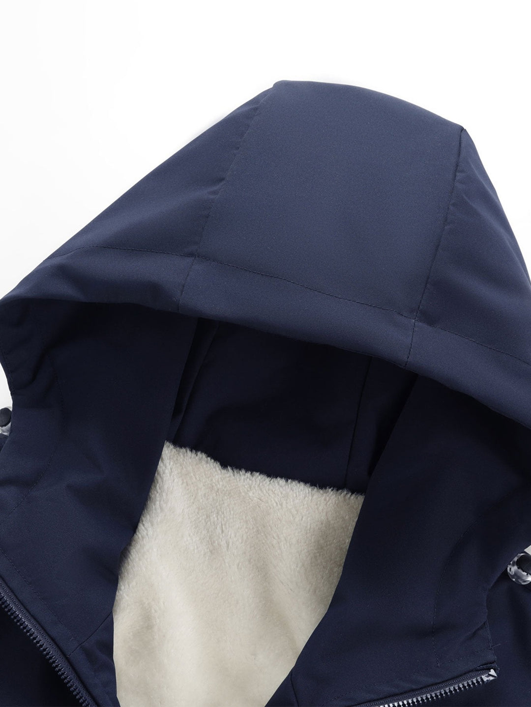 Teddy Fleece Lined Color Block Hooded Windbreaker