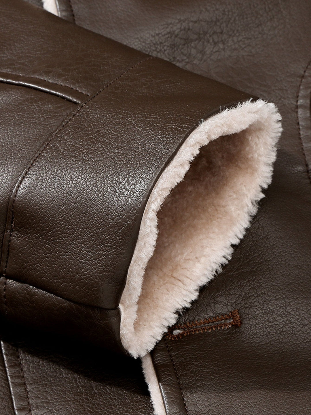 Faux Fur Lined PU Leather Blazer