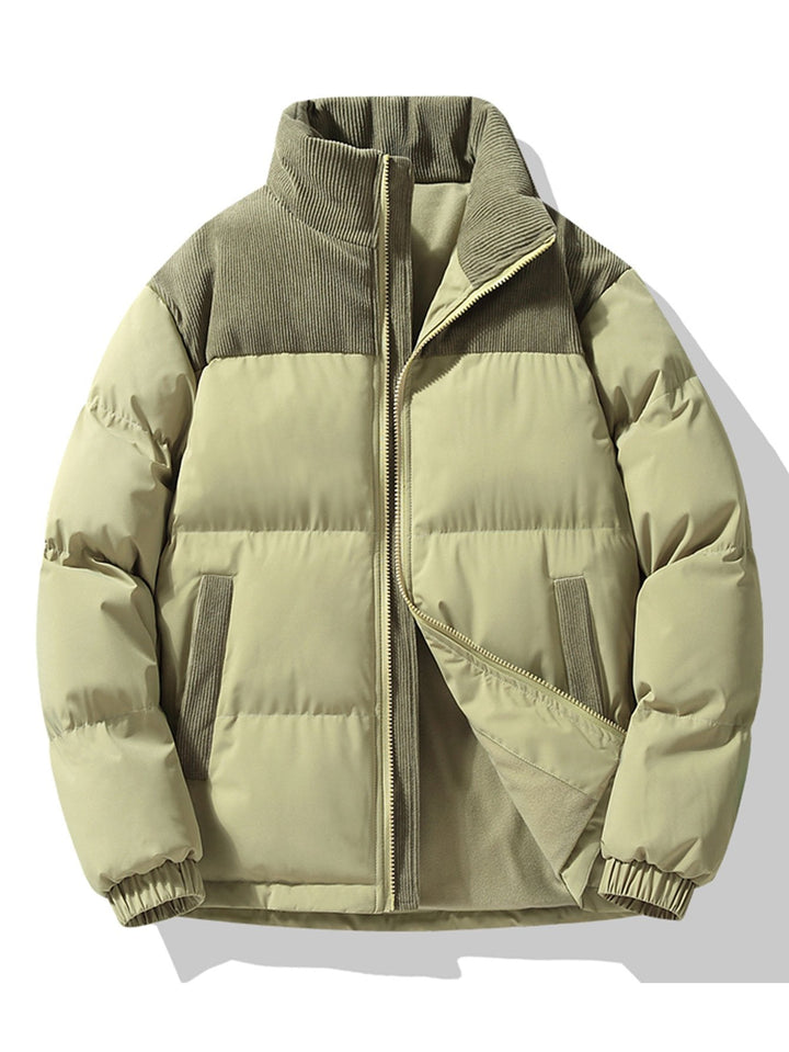 Corduroy Patchwork Puffer Jacket