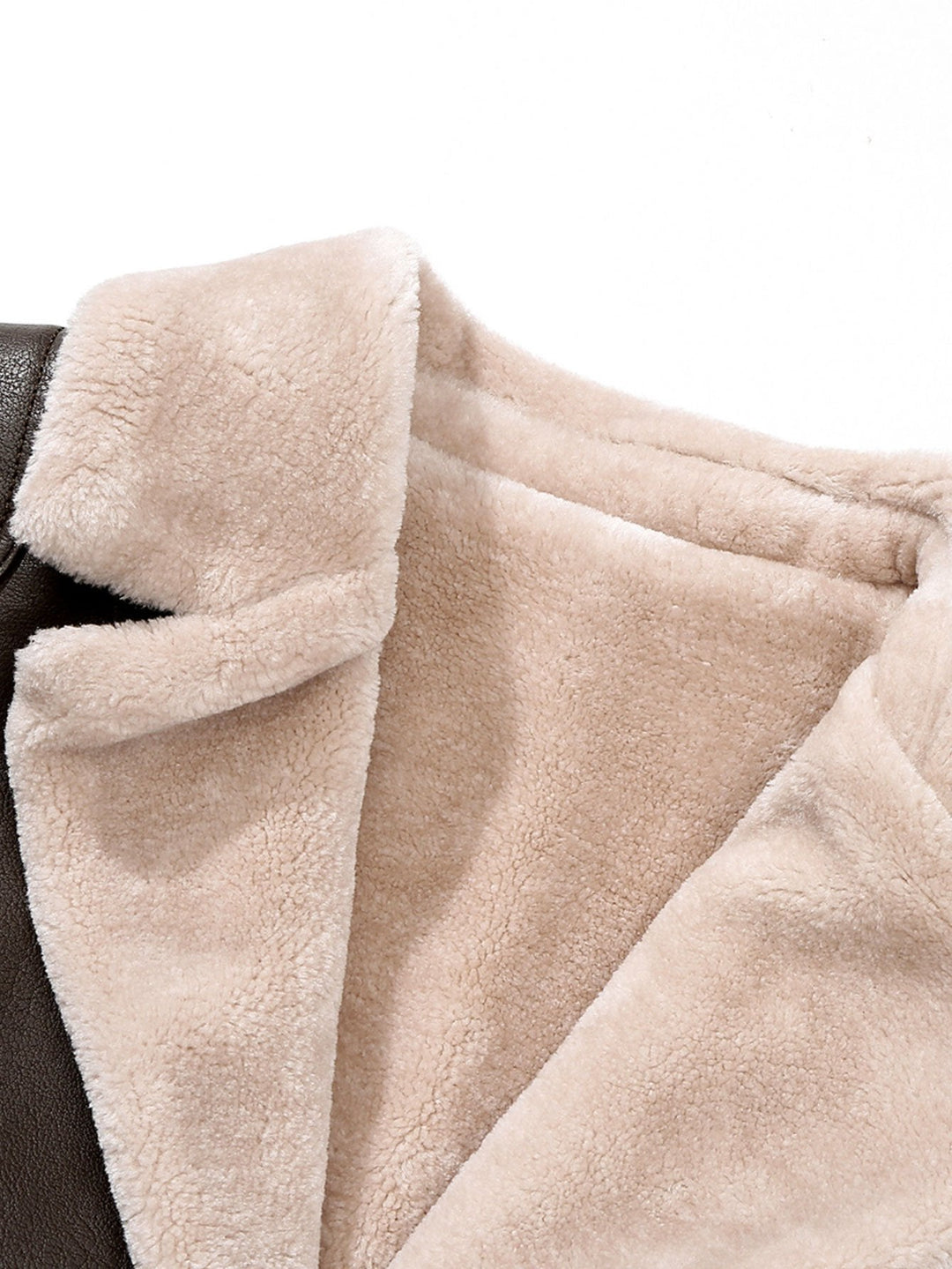 Faux Fur Lined PU Leather Blazer
