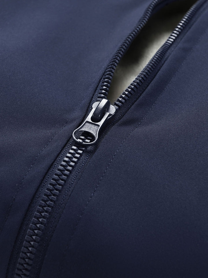 Teddy Fleece Lined Color Block Hooded Windbreaker