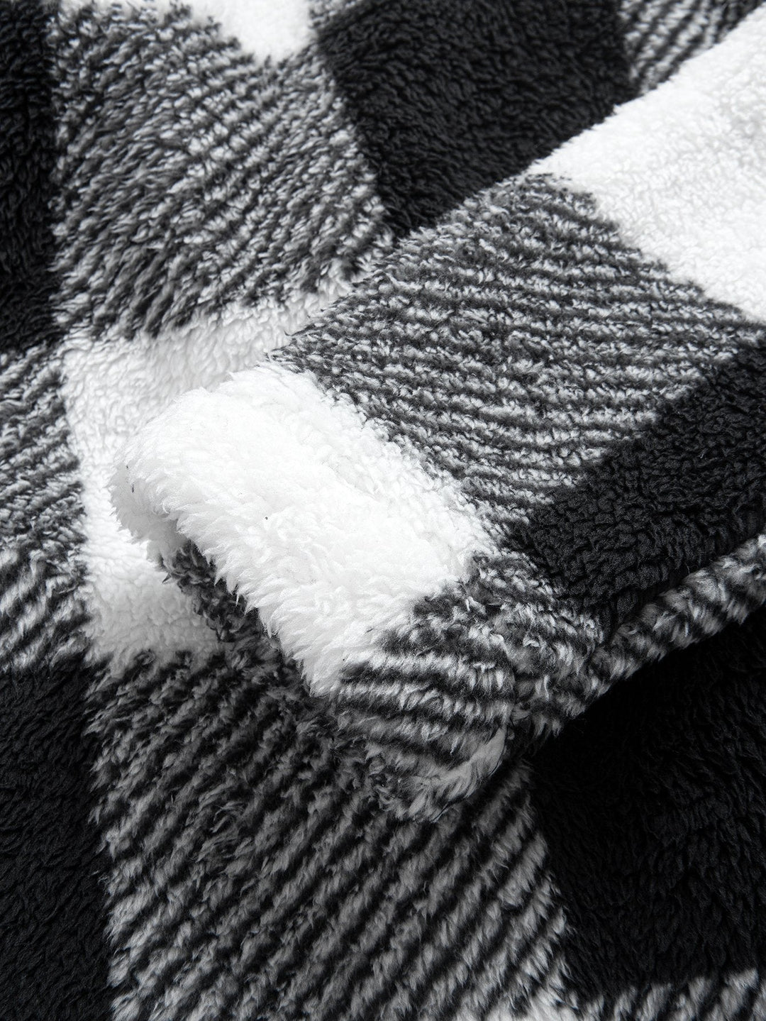 Plaid Teddy Fleece Button Up Hooded Coat