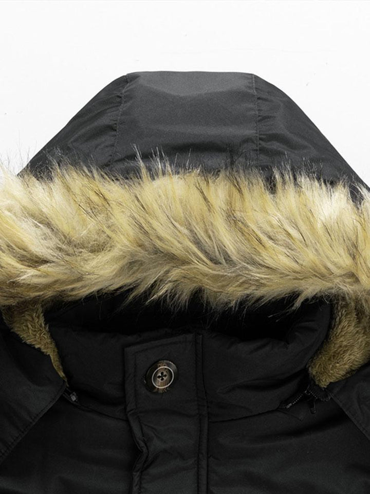 Faux Fur Collar Detachable Hooded Coat