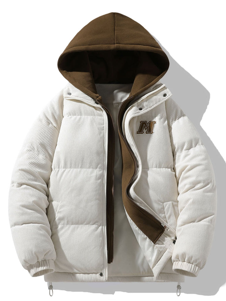 Corduroy Hooded Puffer Coat