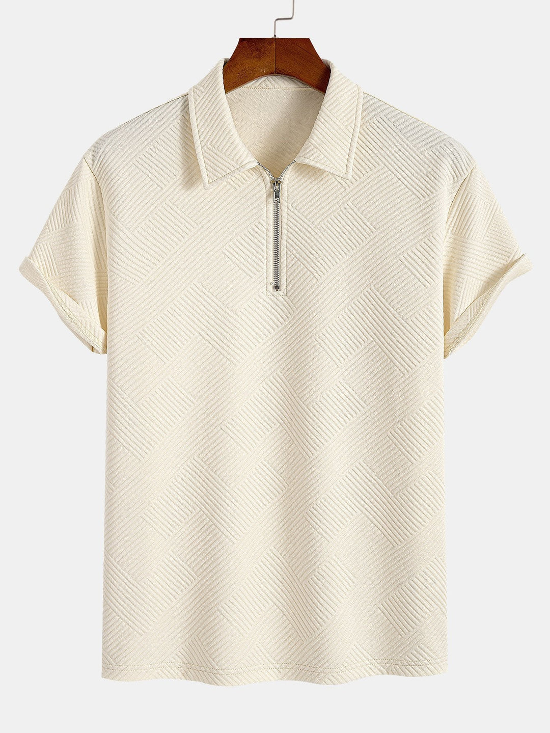 Stripe Jacquard Zip Up Polo &amp; Shorts