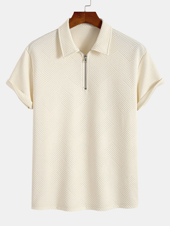 Stripe Jacquard Zip Up Polo &amp; Shorts
