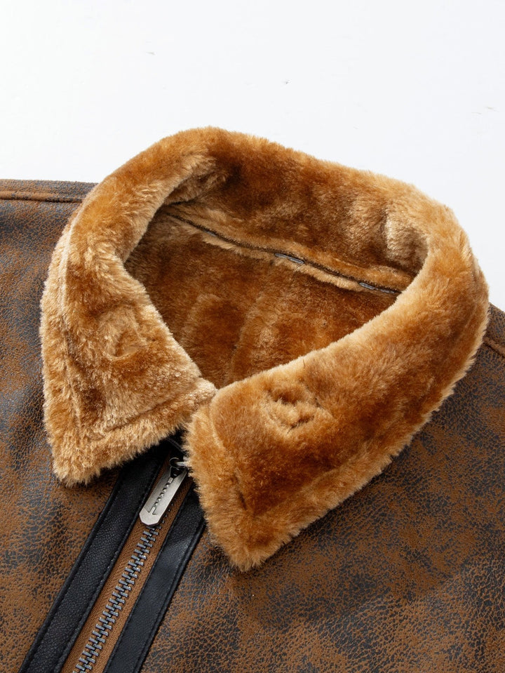 Faux Fur Lined Suede Jacket
