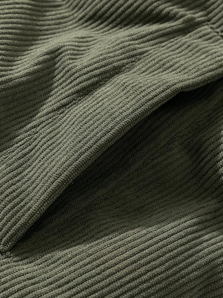 Funnel Neck Corduroy Puffer Coat