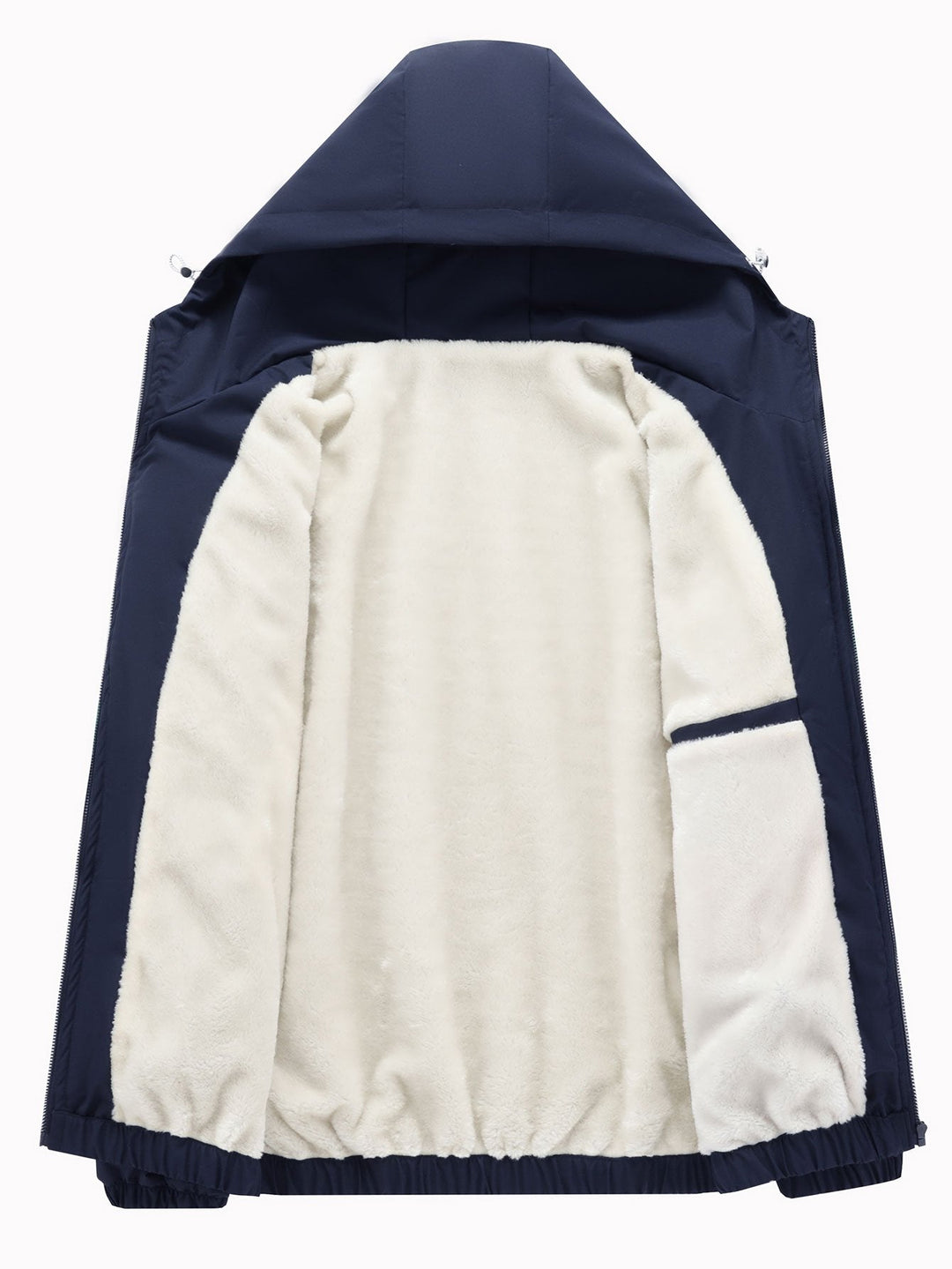 Teddy Fleece Lined Color Block Hooded Windbreaker