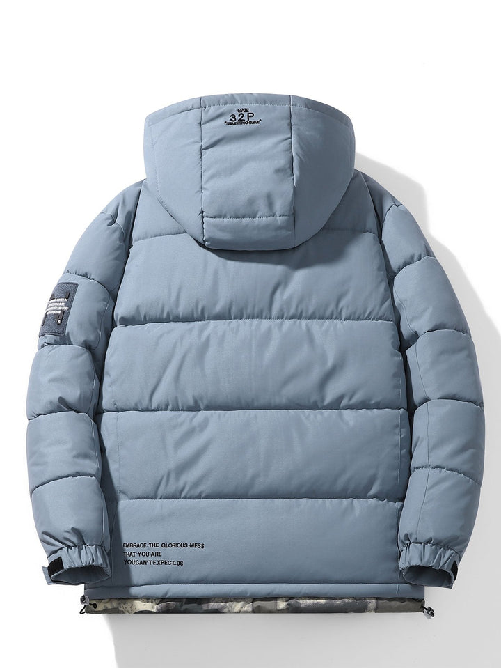 Camouflage Lined Pockets Hooded Puffer Coat