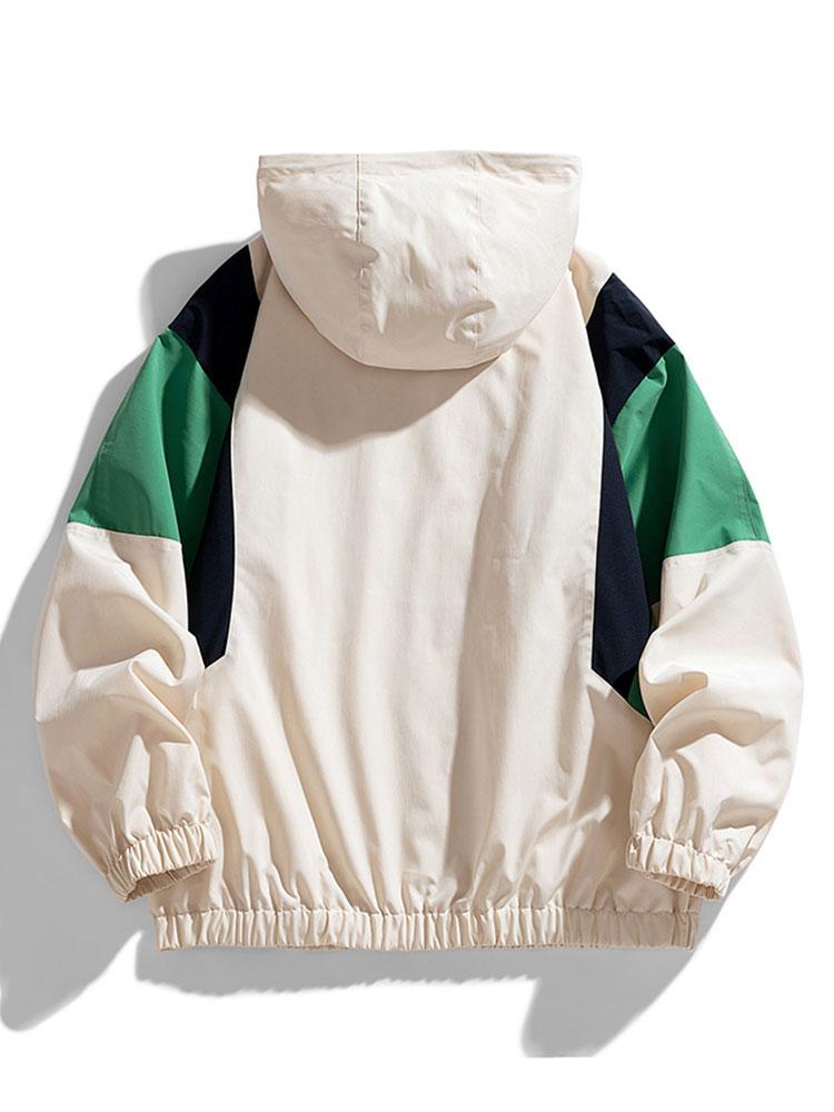 Relax Fit Color Block Hooded Windbreaker