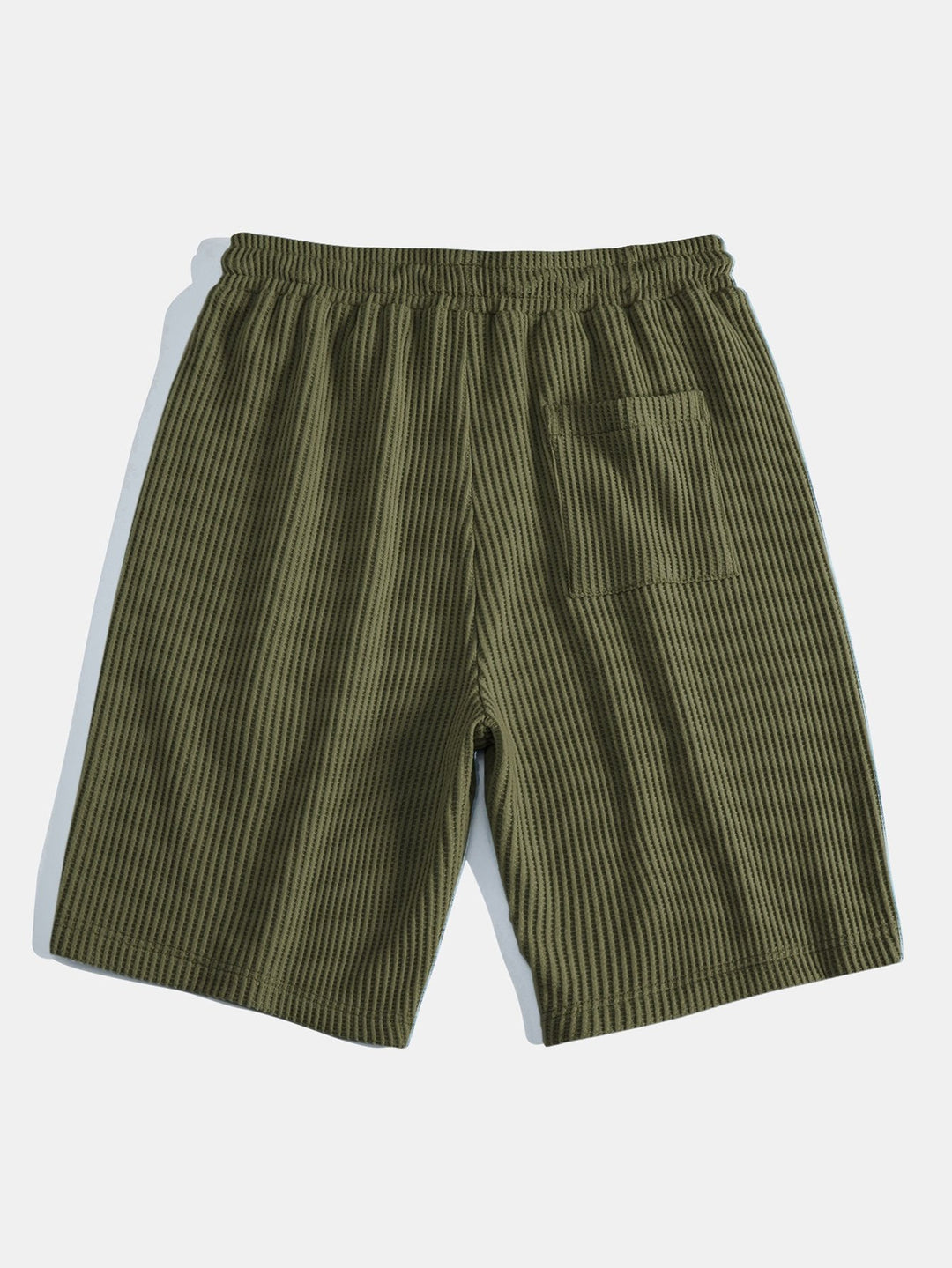 Contrast Knit Waffle Johnny Collar Polo &amp; Drawstring Knitted Waffle Shorts
