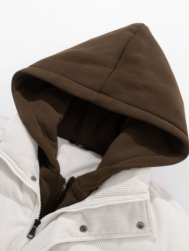 Corduroy Hooded Puffer Coat