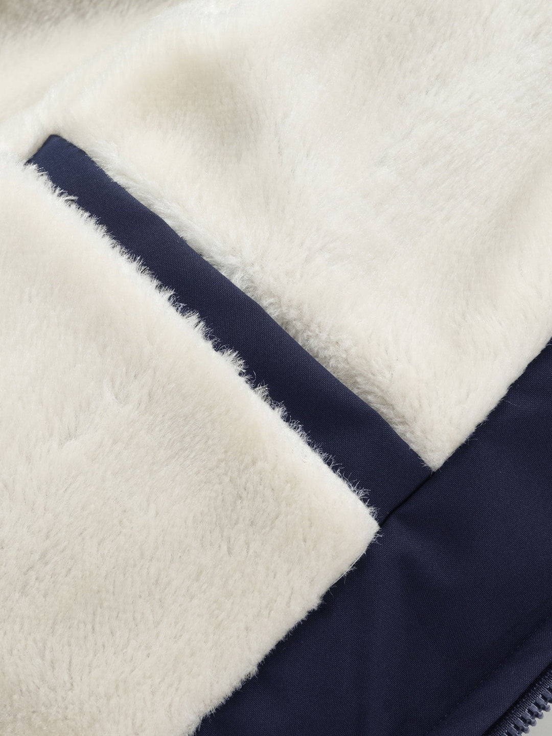 Teddy Fleece Lined Color Block Hooded Windbreaker