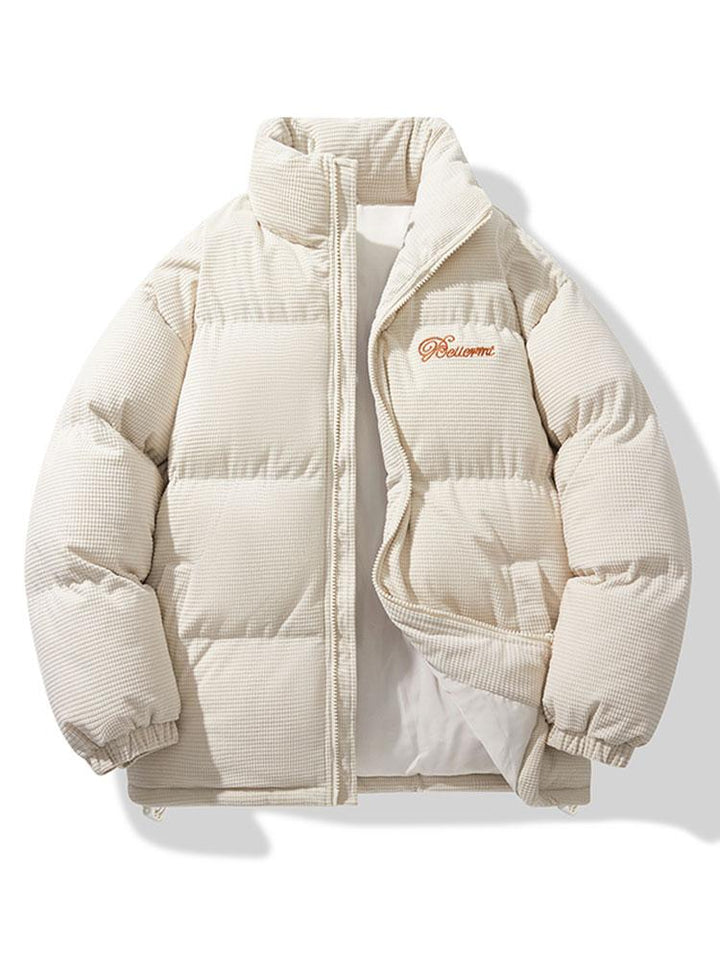 Corduroy Zip Up Puffer Coat
