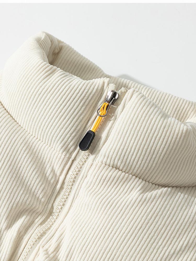 Funnel Neck Corduroy Puffer Coat