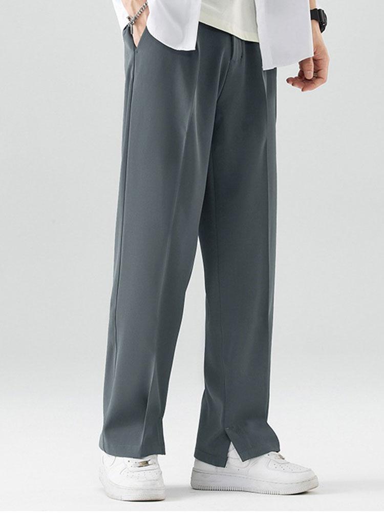 Slit Hem Pleated Trousers