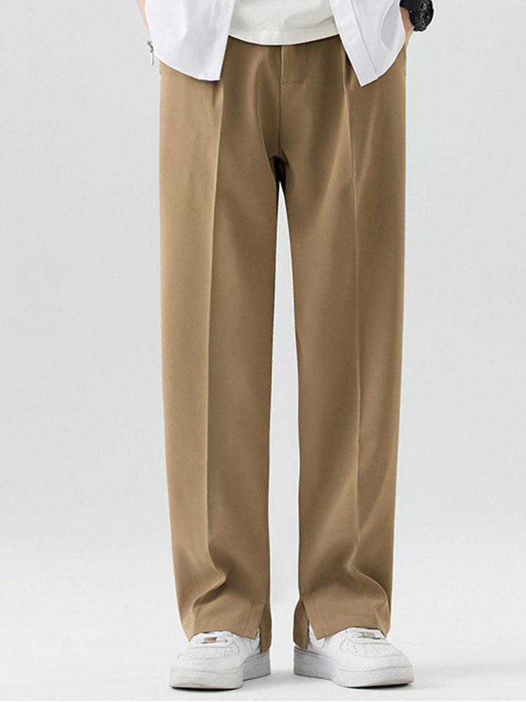 Slit Hem Pleated Trousers