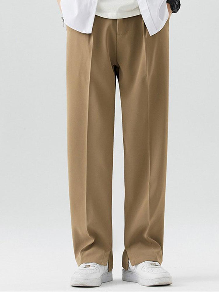 Slit Hem Pleated Trousers