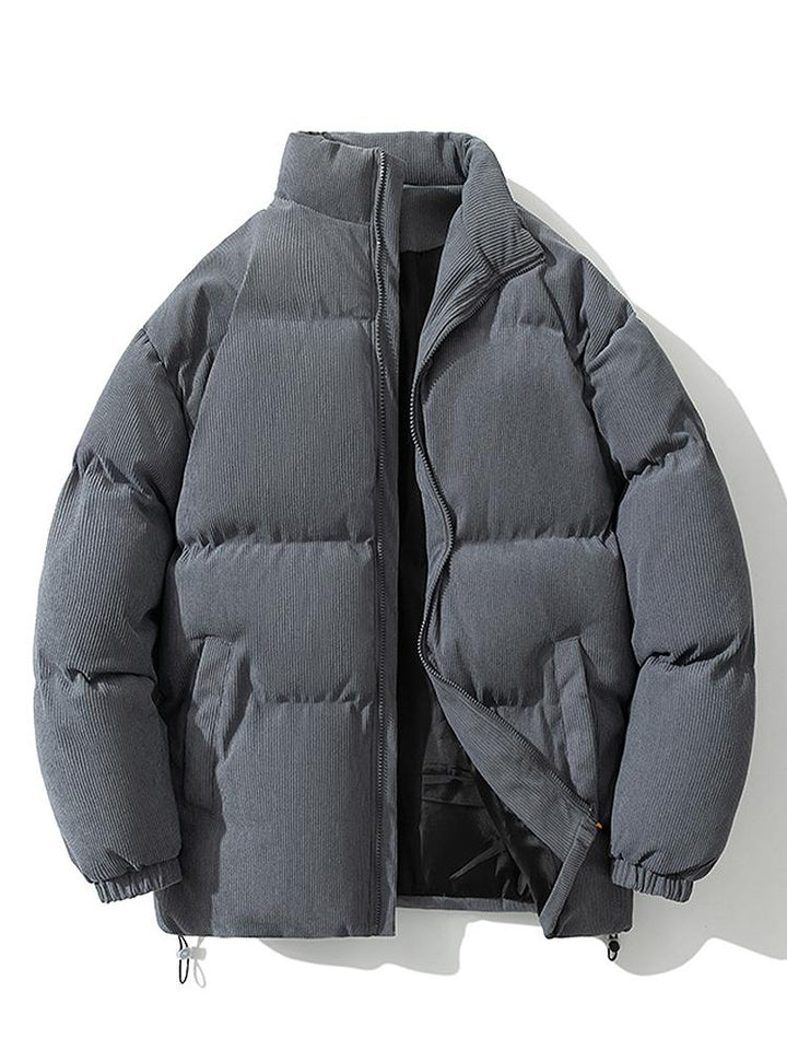 Funnel Neck Corduroy Puffer Coat