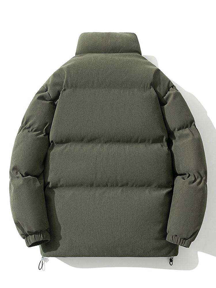 Funnel Neck Corduroy Puffer Coat