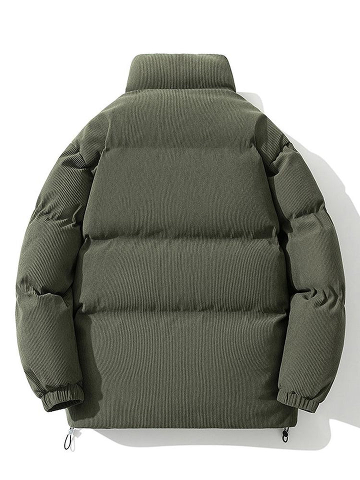 Funnel Neck Corduroy Puffer Coat