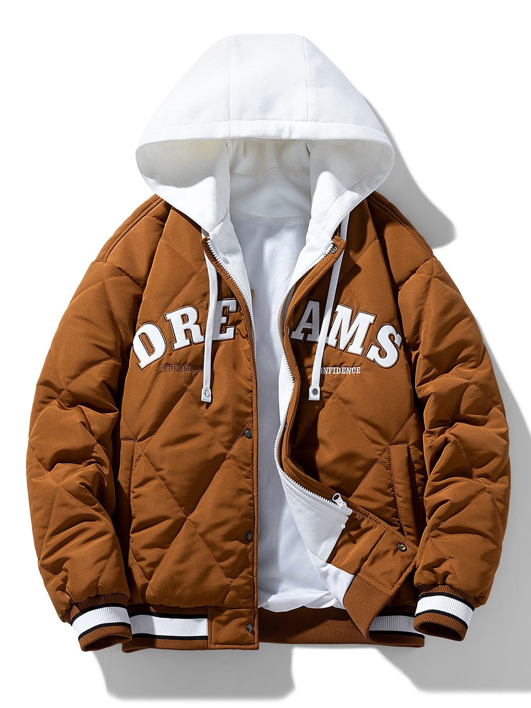 2 in 1 Quilted Hooded Baseball Jacket