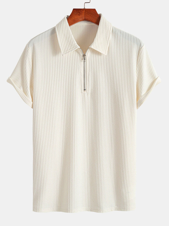 Muscle Fit Ribbed Half Zip Polo &amp; Shorts