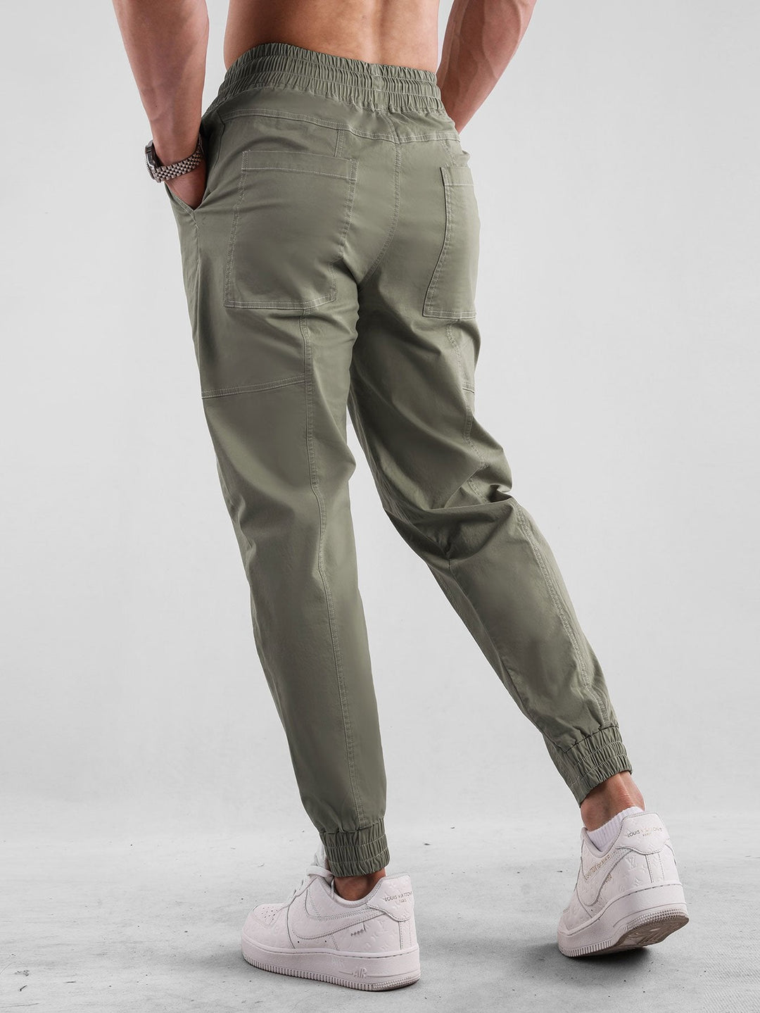 Contrast Stitching Chino Jogging Pants