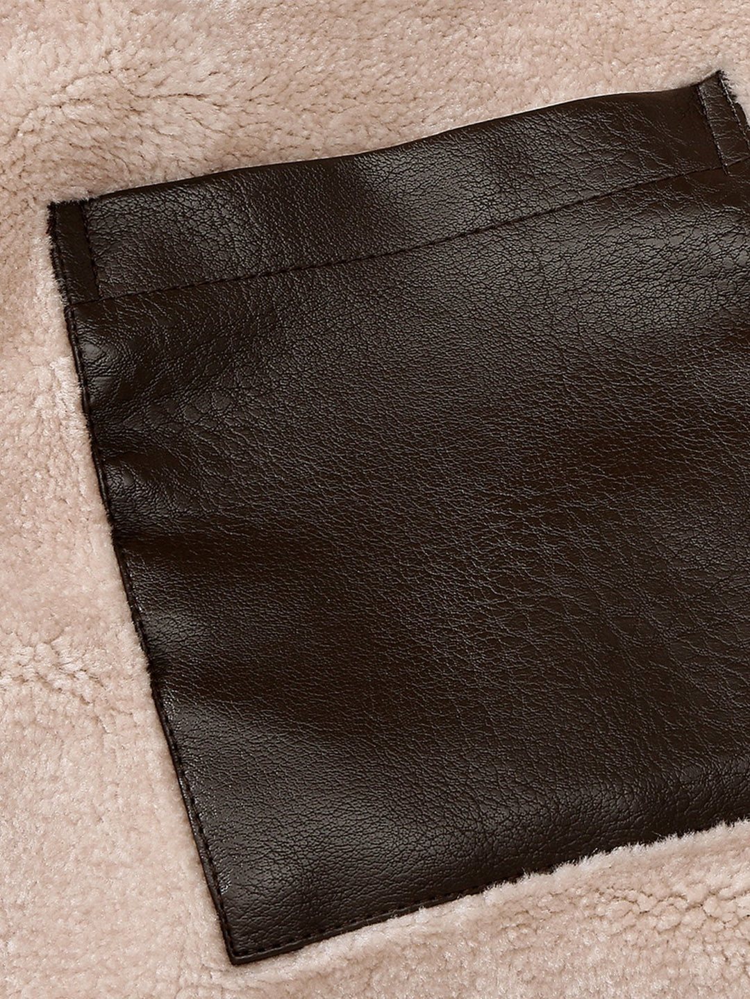 Faux Fur Lined PU Leather Blazer