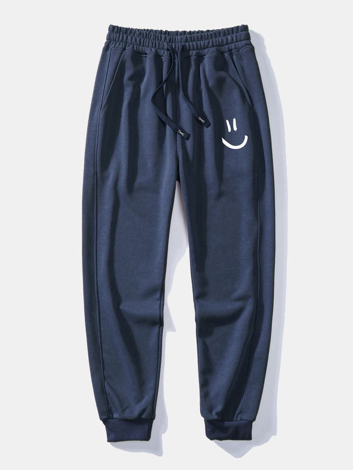 Smiley Face Print Jogging Pants