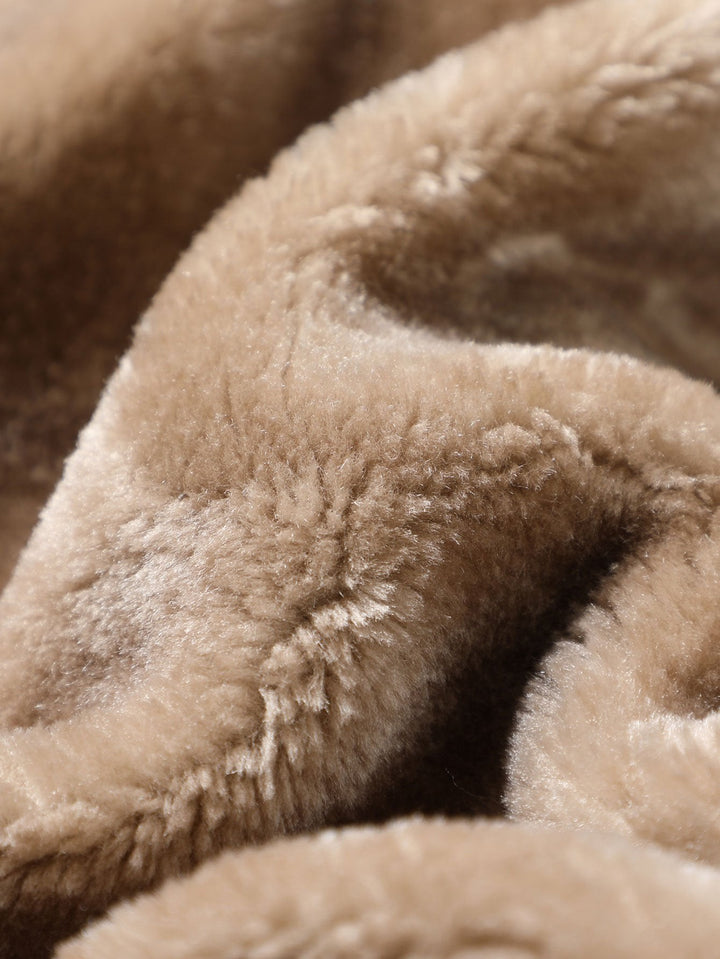 Long Lined Faux Fur Lined PU Leather Overcoat