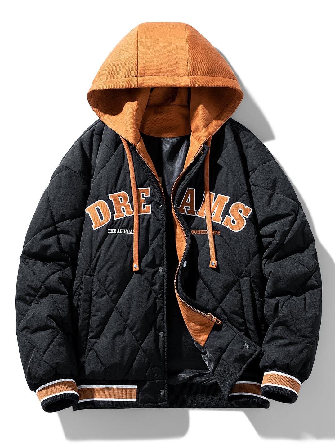 2 in 1 Quilted Hooded Baseball Jacket