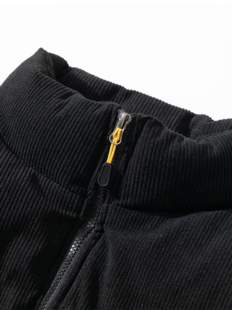 Funnel Neck Corduroy Puffer Coat