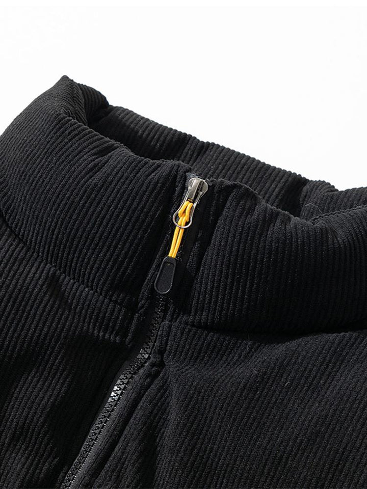 Funnel Neck Corduroy Puffer Coat