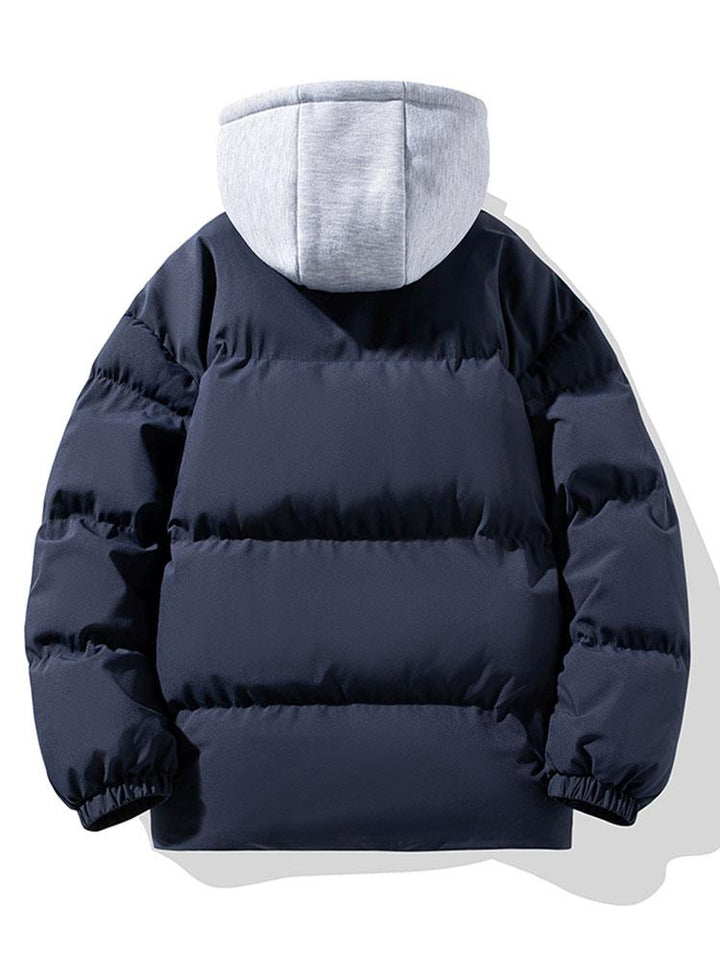 Contrast Detachable Hooded Puffer Coat