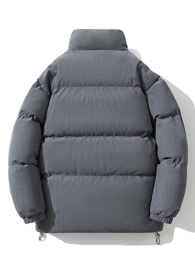 Funnel Neck Corduroy Puffer Coat