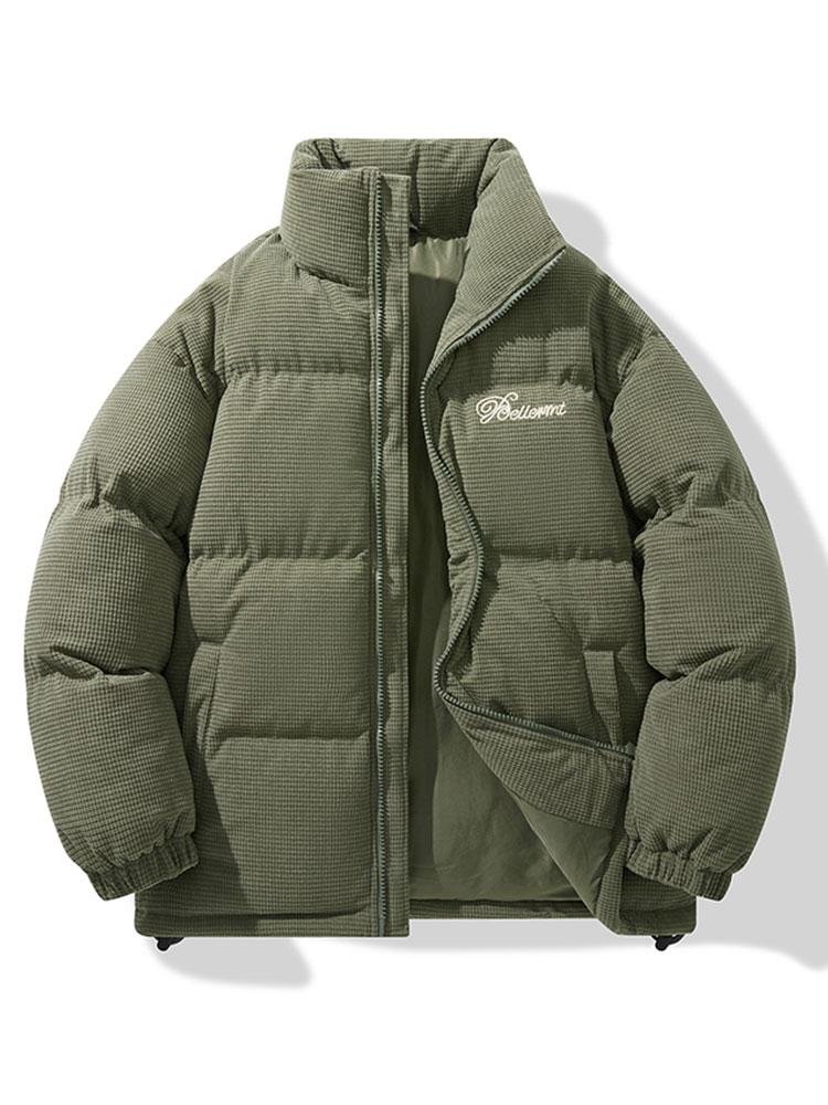 Corduroy Zip Up Puffer Coat