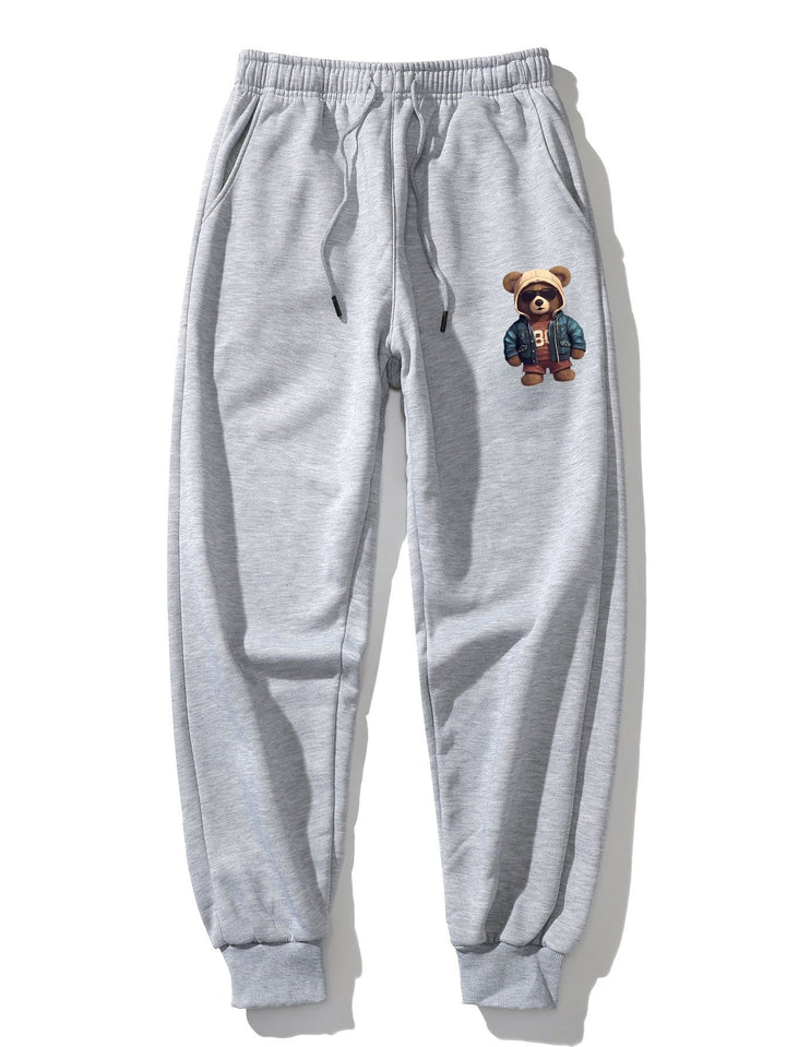 Bear In Leather Jacket Print Jogger Pants