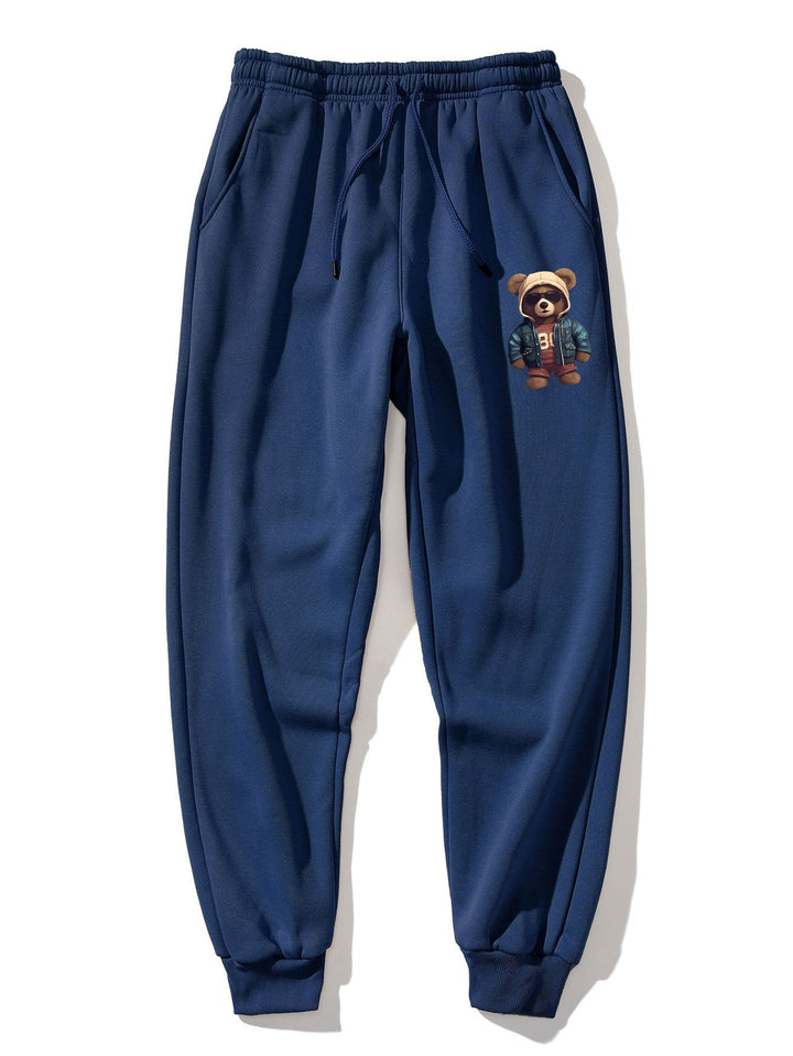 Bear In Leather Jacket Print Jogger Pants