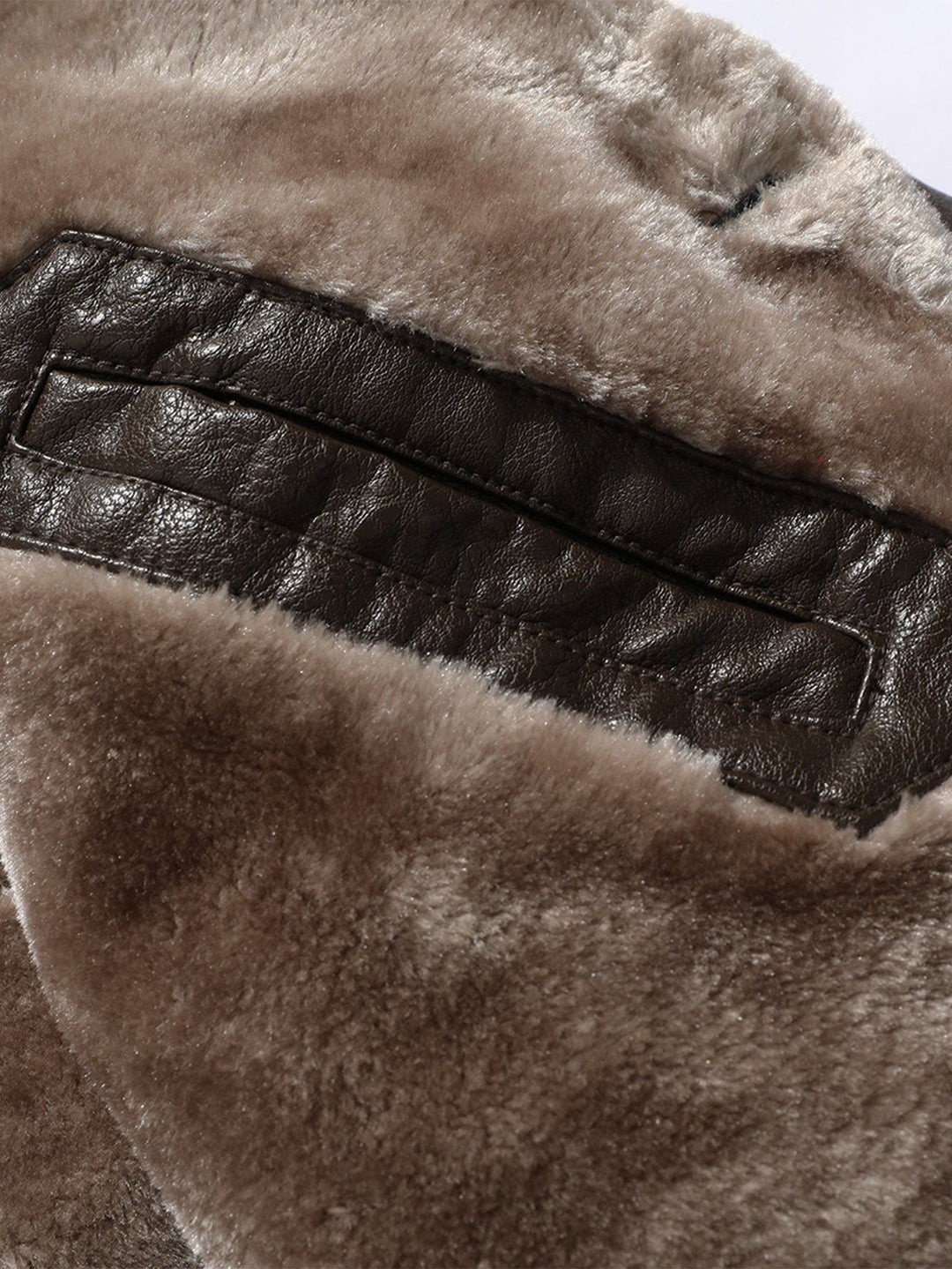 Long Line Faux Fur Lined PU Leather Coat