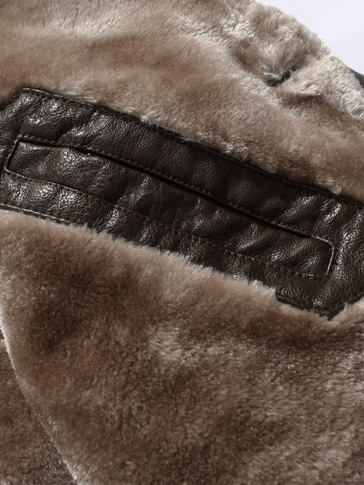 Long Line Faux Fur Lined PU Leather Coat